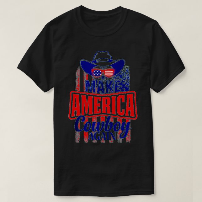 T-shirt 4 juillet Drapeau USA Rendre Fu à America Cow Boy (Design devant)