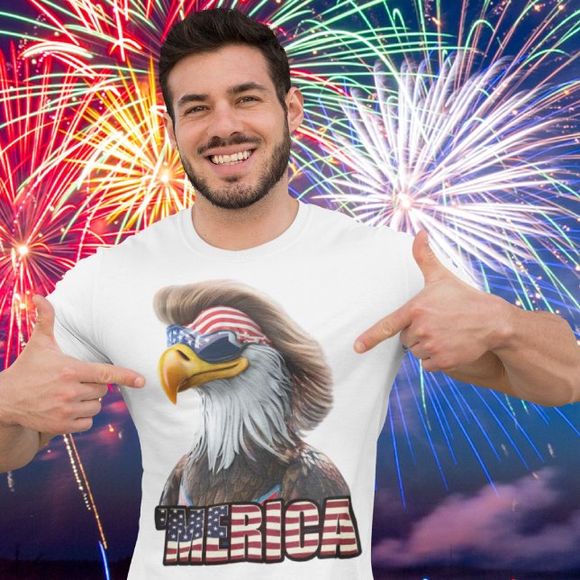 T-shirt 4 juillet drôle : American Bald Eagle et Mullet (Créateur téléchargé)