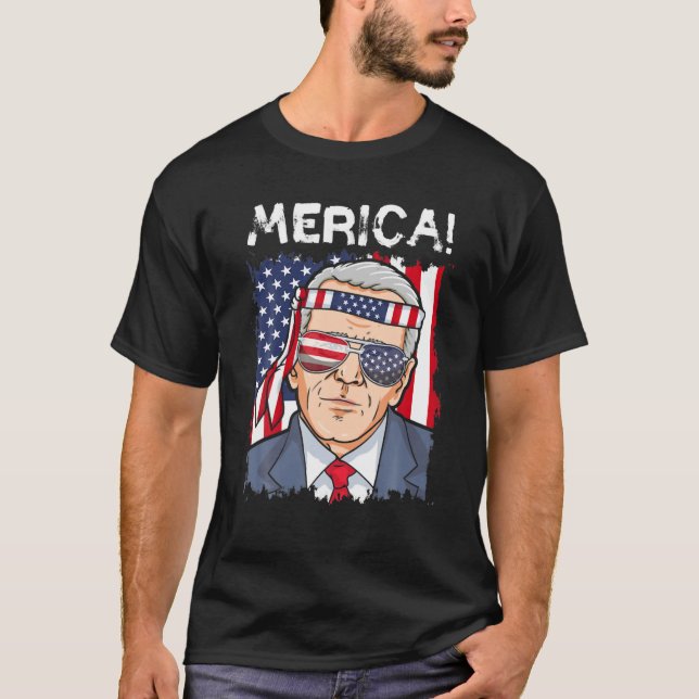 T-shirt 4 juillet, Drôle Joe Biden Drapeau Américain Sungl (Devant)