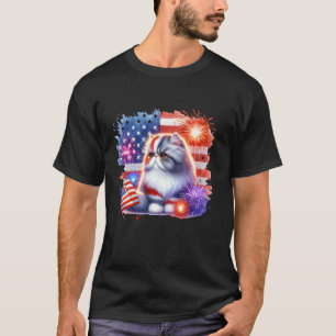 T-shirt 4 juillet drôle Meowica persan amoureux chats prop