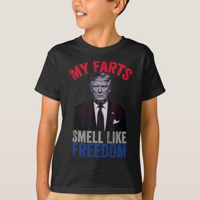 T-shirt 4 Juillet Drôle Trump Patriotique Mes Farts Sent C (Devant)