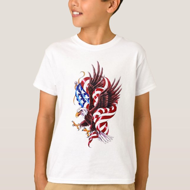 T-shirt 4 juillet Eagle et illustration de drapeau (Devant)