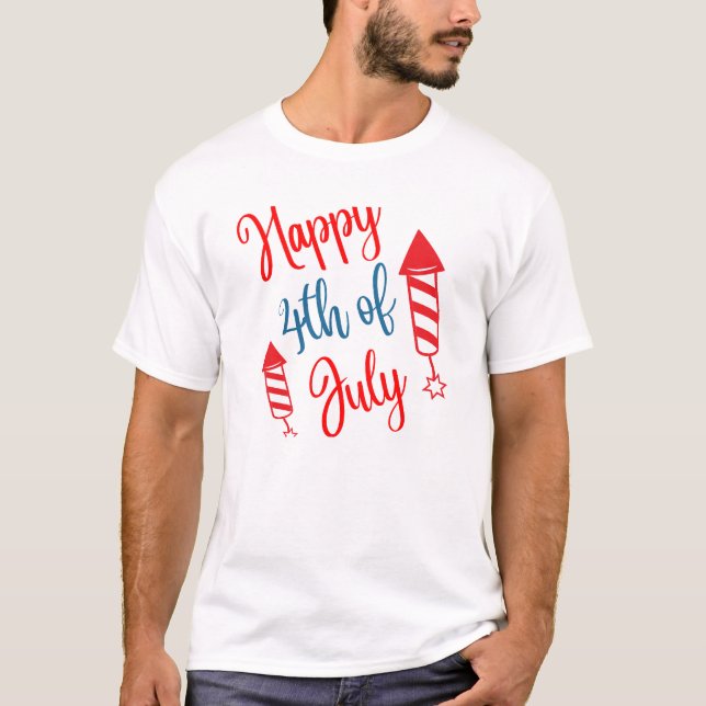 T-shirt 4 juillet et feux d'artifice (Devant)