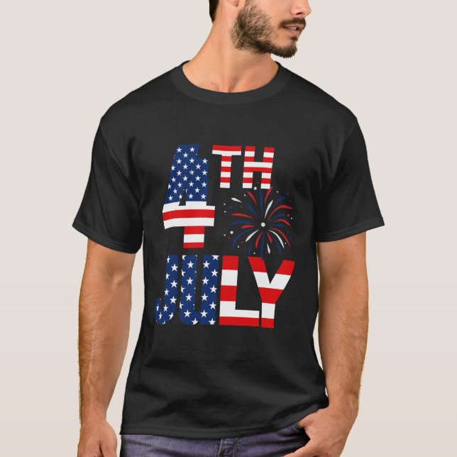 T-shirt 4 juillet États-Unis Drapeau Patriotique Américain (Devant)