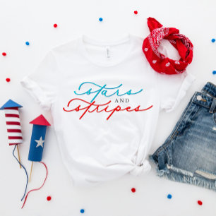 T-shirt 4 juillet Étoiles & Grandes Tailles Joli Script