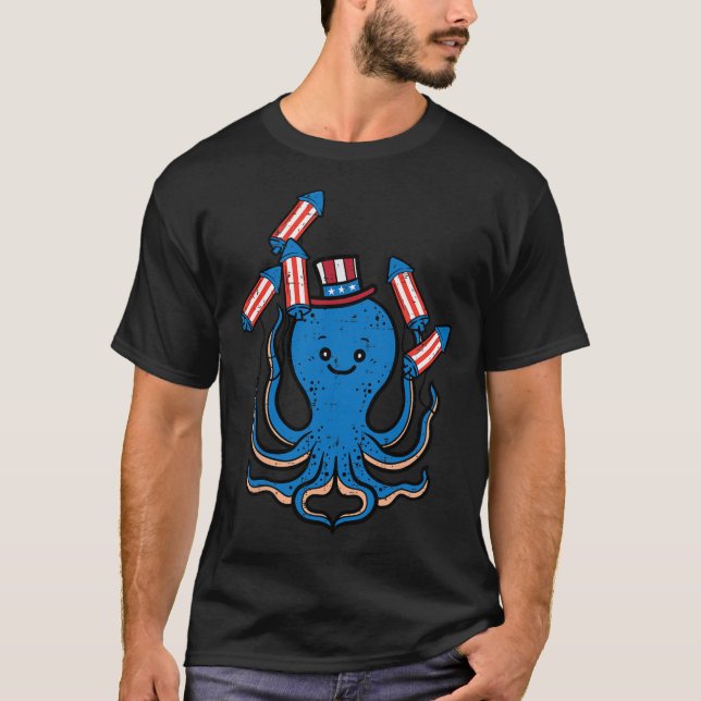 T-shirt 4 juillet Fête de l'Indépendance aux pieuvres Amér (Devant)