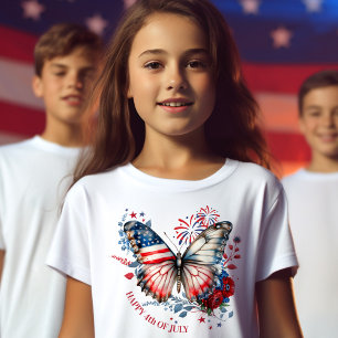 T-Shirt 4 juillet Fête de l'Indépendance Papillon patrioti