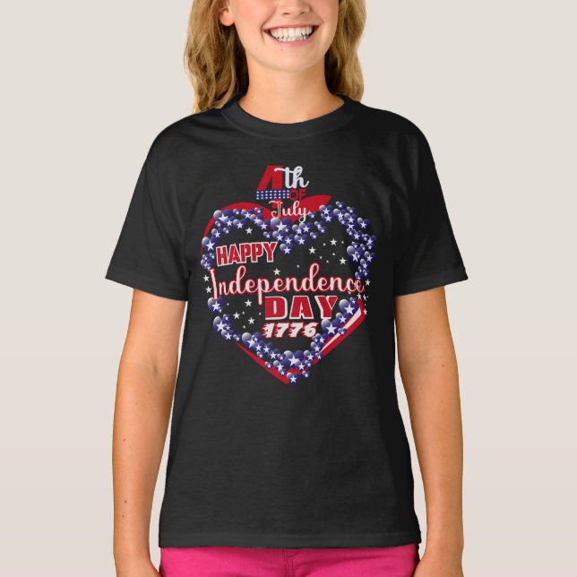 T-shirt 4 juillet fête heureuse de l'indépendance (Devant)