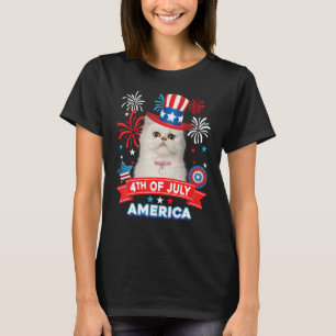 T-shirt 4 juillet Fête Patriotique Indépendance Chat Perse