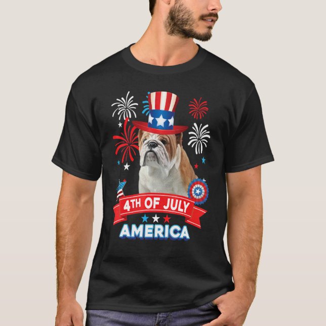 T-shirt 4 juillet Fête Patriotique Indépendance Chien de C (Devant)