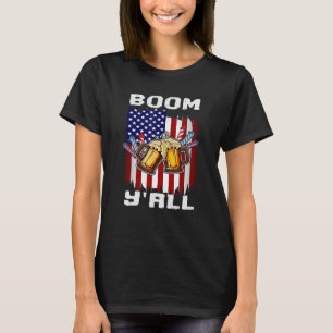 T-shirt 4 juillet Feu d'artifice Boom Ya ll US Flag Pat