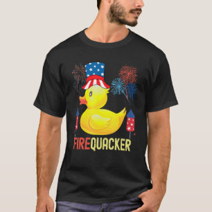 T-shirt 4 juillet Feu de canard en caoutchouc Patriotique