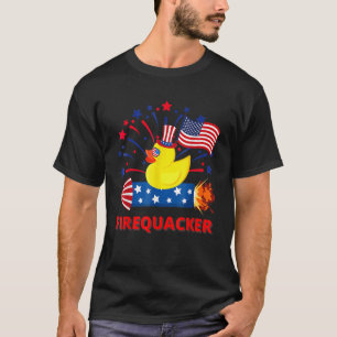 T-shirt 4 juillet Feu de canard en caoutchouc Patriotique
