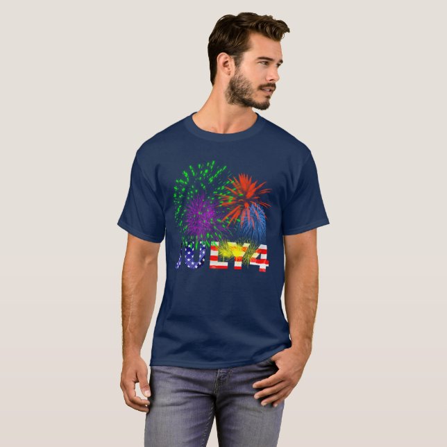 T-shirt 4 juillet feux (Devant entier)