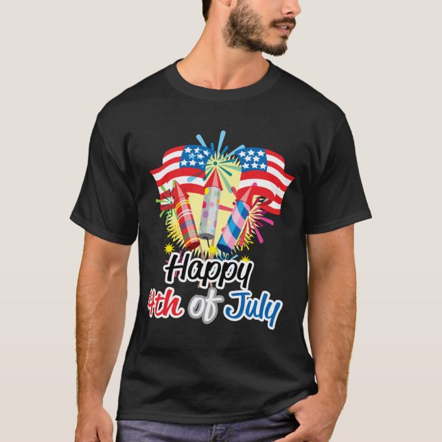 T-shirt 4 juillet feux d'artifice (Devant)