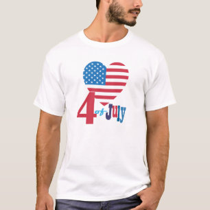 T-shirt 4 juillet feux d'artifice américains de drapeau d