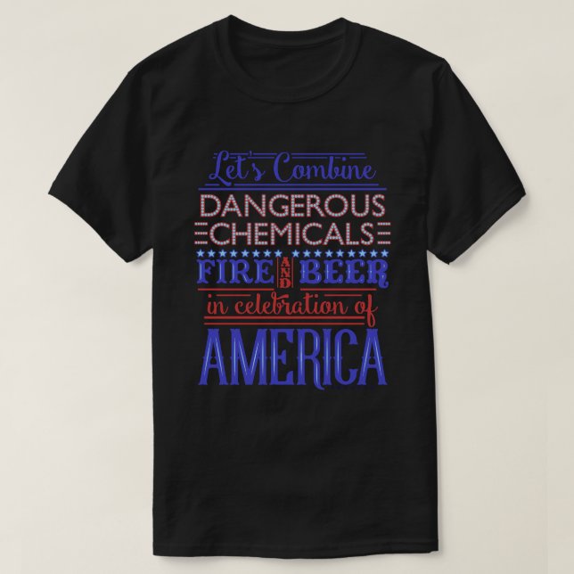 T-shirt 4 juillet feux d'artifice drôles de bière de (Design devant)