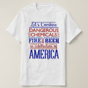 T-shirt 4 juillet feux d'artifice drôles de bière de Jou