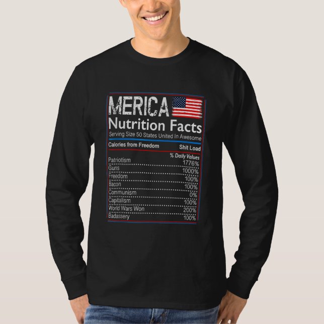 T-shirt 4 juillet Fier Américain Merica Nutrition Facts (Devant)