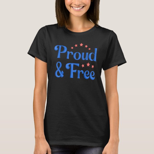 T-shirt 4 juillet Fier drapeau américain libre (Devant)