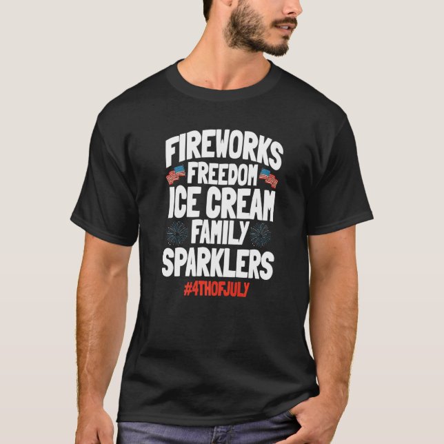 T-shirt 4 juillet Firework Technician Ice Cream Américain (Devant)
