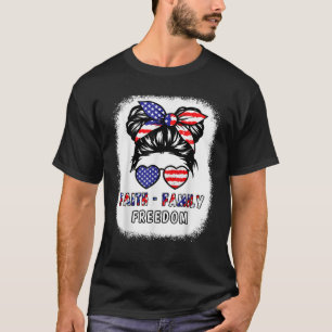 T-shirt 4 juillet Foi chrétienne Famille Liberté USA Drape