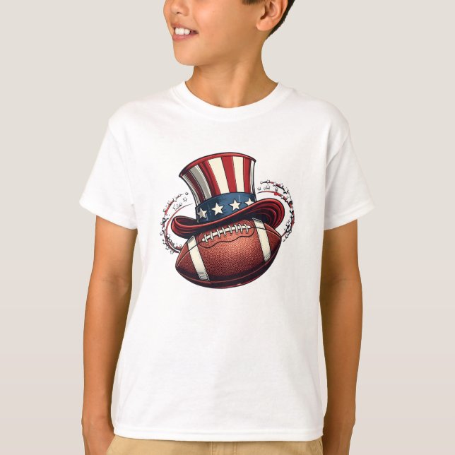 T-shirt 4 juillet Football Joueur patriotique Hommes Garço (Devant)
