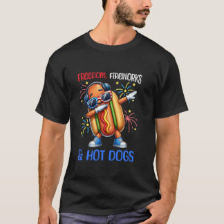 T-shirt 4 juillet Freedom Fireworks Hot Dogs Dabbing Hotdo