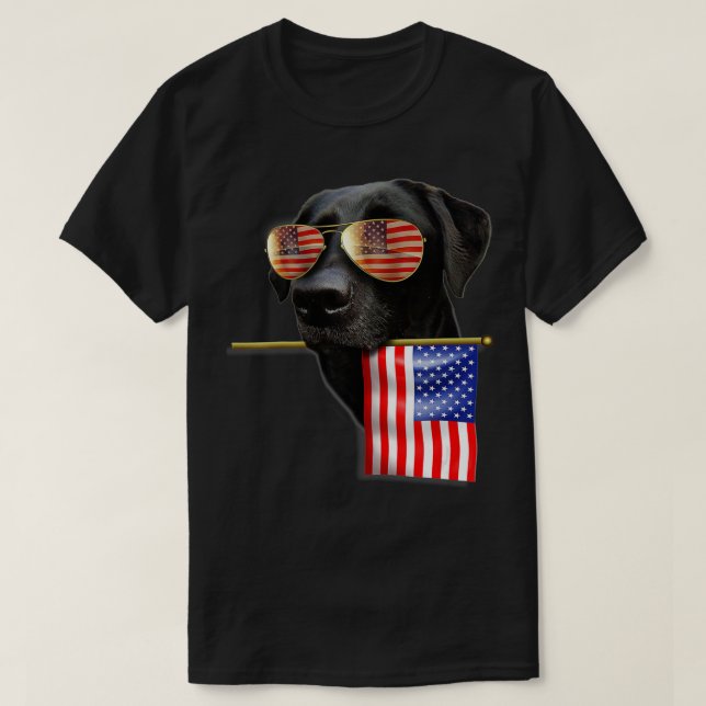 T-shirt 4 juillet Fun American Flag Labrador Amoureux des  (Design devant)