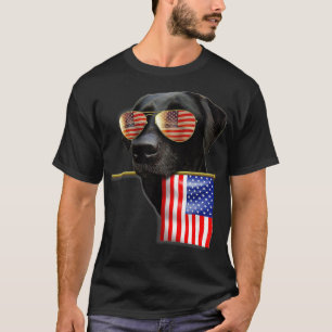 T-shirt 4 juillet Fun American Flag Labrador Amoureux des