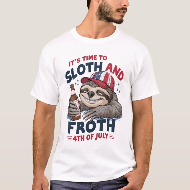 T-shirt 4 juillet FUNNY SLOTH CÉLÉBRE (Devant)