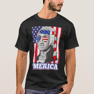 T-shirt 4 juillet George Washington Patriote Merica Fla