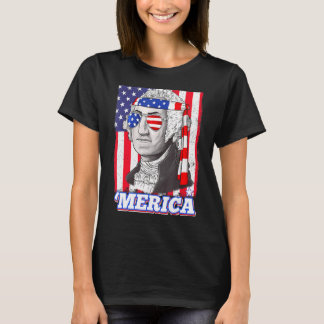 T-shirt 4 juillet George Washington Patriotique Merica Fla