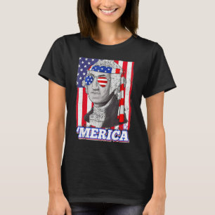 T-shirt 4 juillet George Washington Patriotique Merica Fla