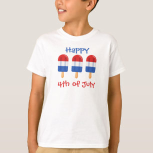 T-shirt 4 juillet glace pop rouge, blanche et bleue
