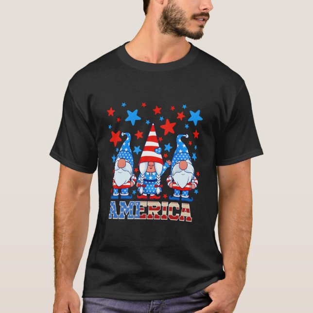 T-shirt 4 juillet Gnomes Drapeau patriotique américain Gno (Devant)