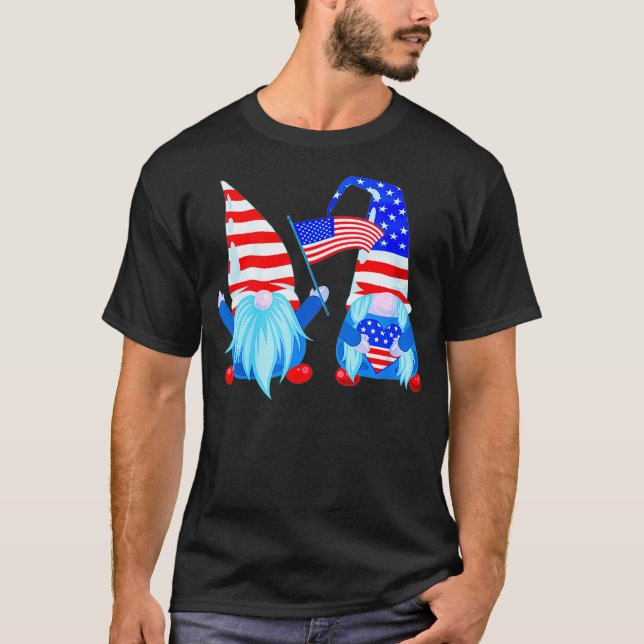 T-shirt 4 juillet Gnomes Funny Patriotique américain (Devant)