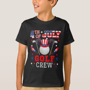 T-shirt 4 juillet Golf Crew Costume Us Drapeau Feu d'artif