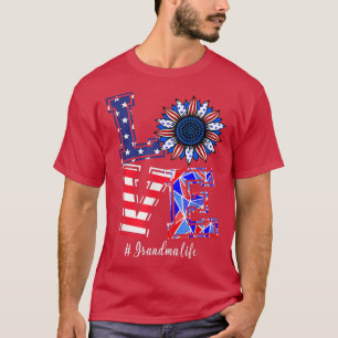 T-shirt 4 juillet grand-mère vie amour tournesol américain