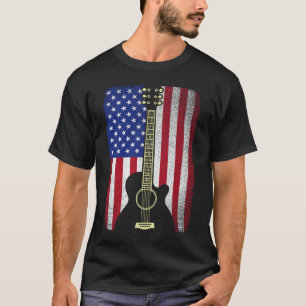T-shirt 4 juillet Guitare musicienne États-Unis Drapeau am