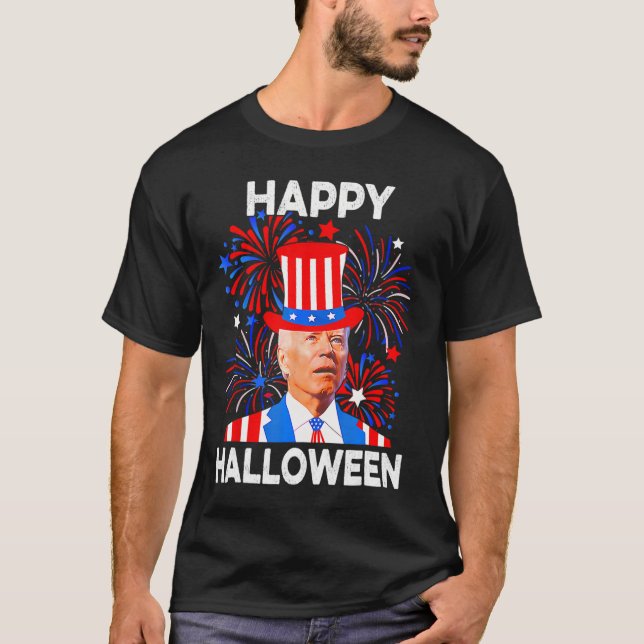 T-shirt 4 juillet Halloween Funny Biden Confus  (Devant)