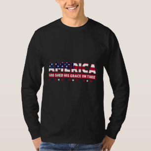 T-shirt 4 juillet Hommes Femmes Amérique Dieu Verse Sa Grâ