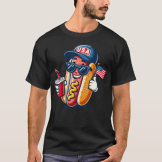 T-shirt 4 Juillet Hotdog Drôle Quatre Juillet Patriotique