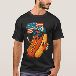 T-shirt 4 Juillet Hotdog Drôle Quatre Juillet Patriotique