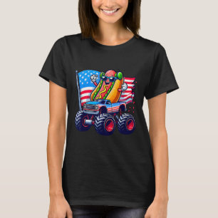 T-shirt 4 juillet Hotdog Sungles Monster Truck Américain 