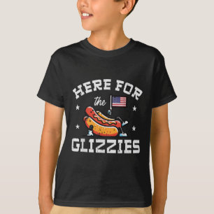 T-shirt 4 juillet Ici Pour Glizzies Hotdog Patriot Men W