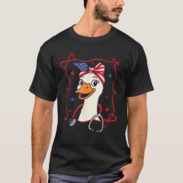 T-shirt 4 juillet Infirmière Vie Infirmière Silly Goose In (Devant)