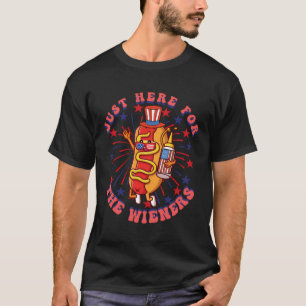 T-shirt 4 juillet Je Suis Juste Là Pour Les Chiens Chauds