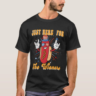 T-shirt 4 juillet Je Suis Juste Là Pour Les Chiens Chauds
