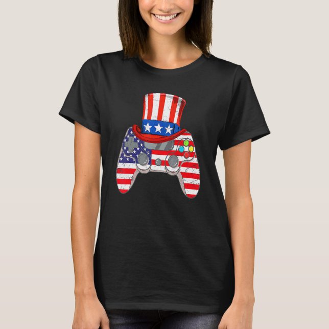 T-shirt 4 juillet jeu vidéo American Flag Uncle Sam Gam (Devant)